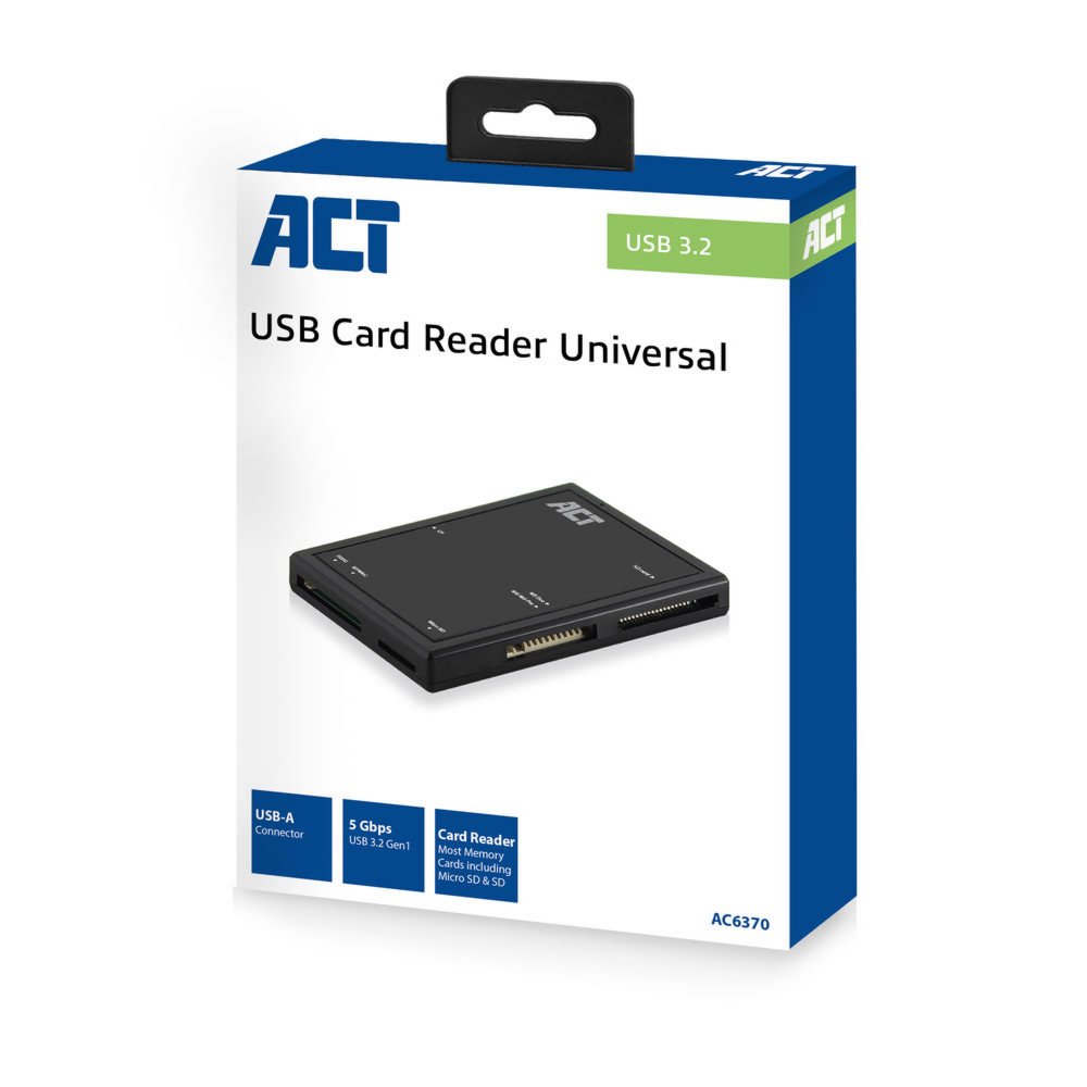 ACT AC6370 geheugenkaartlezer USB 3.2 Gen 1 (3.1 Gen 1) Type-A Zwart – 2