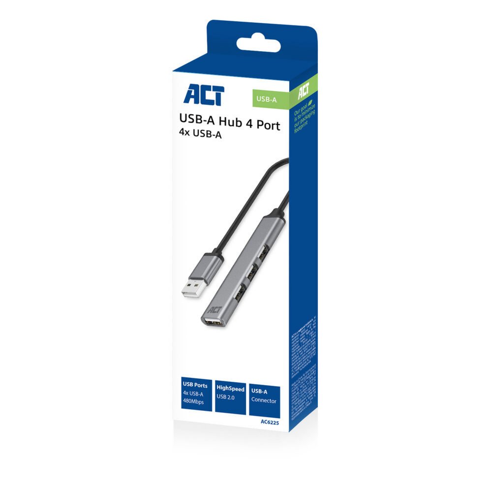 ACT AC6225 interface hub USB 2.0 480 Mbit/s Grijs – 3