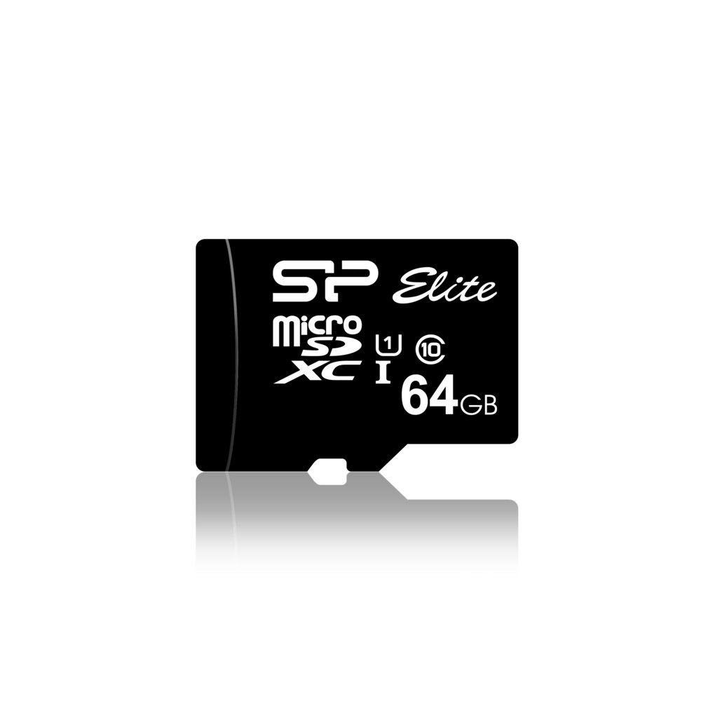 Silicon Power 64GB Elite MicroSDXC Class10 UHS-1 tot 85Mb/s incl. SD-adapter Zwart – 0