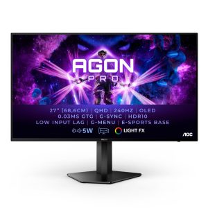 AOC AGON PRO AG276QZD 27" | 2560x1440 QHD OLED | 240Hz | 0.03ms | HDR10 | G-Sync Compatible | Gaming Monitor | Open Box - Afbeelding 1