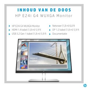 HP E24i G4 24'' | 1920x1200 WUXGA IPS | 60Hz | 5ms | 99% sRGB | USB-Hub | Ergonomisch Verstelbaar | Monitor - Afbeelding 9