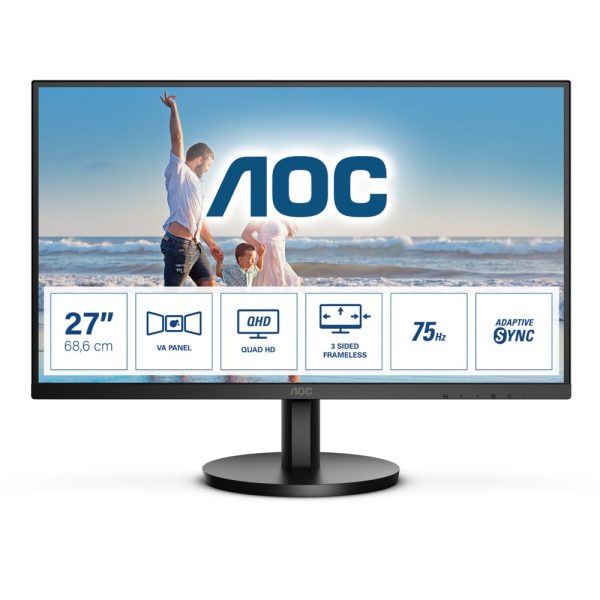 AOC Q27B3MA 27" | 2560 x 1440 QHD VA | 75Hz | 1ms | Ultra Slim Bezel | Monitor - 0