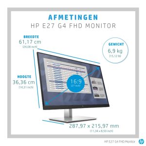 HP E-Series E27 G4 68,6 cm (27") 1920 x 1080 Pixels Full HD LED Zwart - Afbeelding 15
