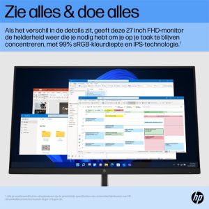 HP E27 G5 27'' | 1920x1080 IPS | 75Hz | USB-Hub | Ergonomisch Design | Full HD Monitor - Afbeelding 5