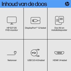 HP E27 G5 27'' | 1920x1080 IPS | 75Hz | USB-Hub | Ergonomisch Design | Full HD Monitor - Afbeelding 11