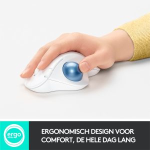 Logitech M575 Ergo Trackball | Ergonomische Draadloze Muis | Rechtshandig | RF + Bluetooth | 2000 DPI | Wit - Afbeelding 6