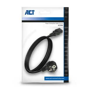 ACT AC3305 | Elektriciteitssnoer | 2 Meter | Netstekker Type F naar C13 | Zwart - Afbeelding 4