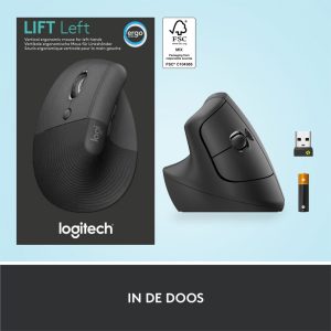 Logitech Lift | Ergonomische Draadloze Muis | Linkshandig | RF + Bluetooth | 4000 DPI | Grafiet - Afbeelding 12