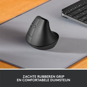Logitech Lift | Ergonomische Draadloze Muis | Linkshandig | RF + Bluetooth | 4000 DPI | Grafiet - Afbeelding 8