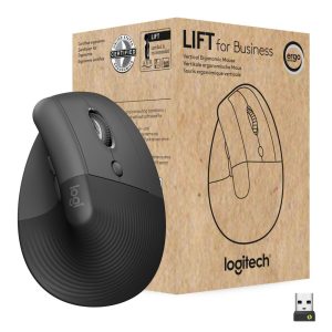 Logitech Lift for Business | Ergonomische Draadloze Muis | Rechtshandig | RF + Bluetooth | 4000 DPI | Grafiet - Afbeelding 1