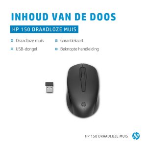 HP 150 | Draadloze Muis | Links- en Rechtshandig | 1600 DPI | Zwart - Afbeelding 6