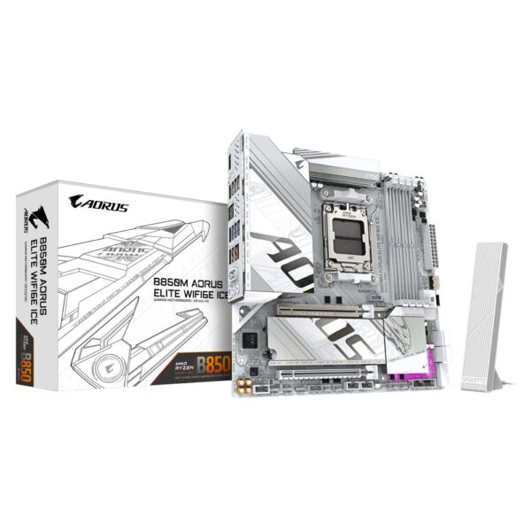 Gigabyte B850M AORUS ELITE WIFI6E ICE | Socket AM5 | AMD B850 | 4xDDR5 | Micro ATX | Moederbord - 0