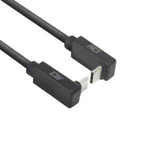 ACT AC7477 | USB 3.2 Gen 2 Kabel | USB-C (haaks boven/beneden) naar USB-C (haaks boven/beneden) | 60W | 10Gbps | 1m | Zwart - Afbeelding 1