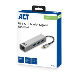 ACT AC7055 | 3-Poorts USB-C 3.2 (USB 3.0) Hub | Gigabit Ethernet Poort - Afbeelding 4