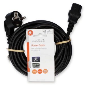 Nedis CEGL10000BK50 | 5 m Stroomkabel | CEE 7/7 Male (Haaks) naar IEC C13 | Zwart - Afbeelding 4