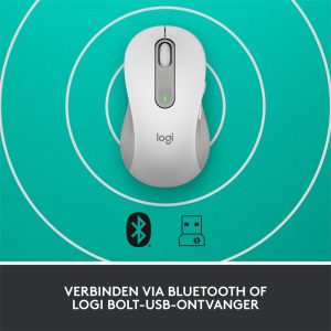Logitech Signature M650 | Draadloze Muis | Linkshandig | RF + Bluetooth | 2000 DPI | Wit - Afbeelding 11