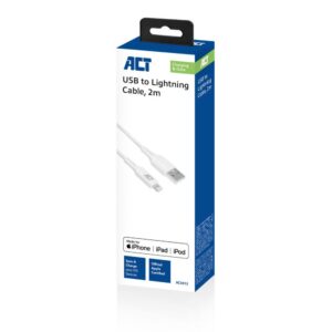 ACT kabel | USB-A naar Lightning | 2 m | Wit | AC3012 - Afbeelding 3