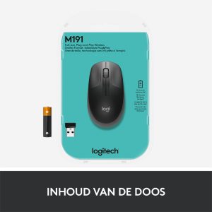 Logitech M190 | Draadloze Muis | Links- en Rechtshandig | RF | 1000 DPI | Zwart - Afbeelding 11