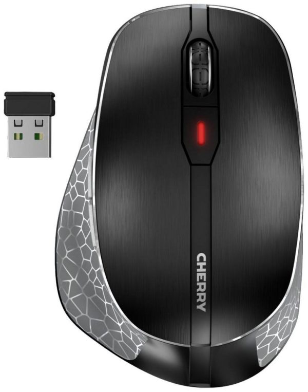 Cherry MW 8C Ergo | Ergonomische Draadloze Muis | Links- en Rechtshandig | RF + Bluetooth | 3200 DPI | Zwart/Grijs - 0