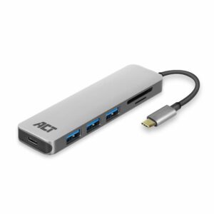 ACT AC7050 | 3-Poorts USB-C Hub | Kaartlezer | Zilver - Afbeelding 1