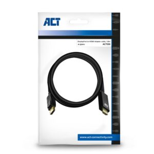 ACT AC7550 | DisplayPort naar HDMI Kabel | 1,8 m | Zwart - Afbeelding 1