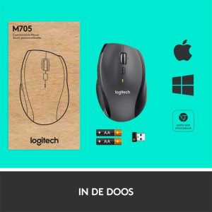 Logitech Marathon M705 | Draadloze Muis | Rechtshandig | RF | 1000 DPI | Zwart - Afbeelding 11