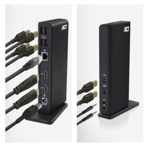ACT AC7049 | USB-C/A Multiport Docking Station | 2x HDMI (2048x1152) + Ethernet + 6x USB + Audio | Zwart - Afbeelding 6