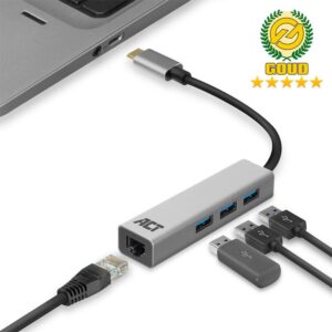 ACT AC7055 | 3-Poorts USB-C 3.2 (USB 3.0) Hub | Gigabit Ethernet Poort - Afbeelding 3