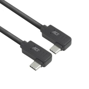 ACT AC7486 | USB 3.2 Gen 2 Kabel | USB-C (haaks links/rechts) naar USB-C (haaks links/rechts) | 60W | 10Gbps | 0,5m | Zwart - Afbeelding 1