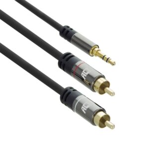 ACT AC3605 | 3.5mm naar 2x RCA Audiokabel | 1,5 Meter | Stereo | Zwart - Afbeelding 1