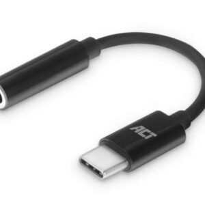 ACT AC7380 | 3.5mm naar USB Type-C | 0,11 Meter | Audiokabel Tussenstuk | Zwart - Afbeelding 1