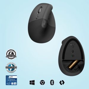 Logitech Lift | Ergonomische Draadloze Muis | Linkshandig | RF + Bluetooth | 4000 DPI | Grafiet - Afbeelding 6