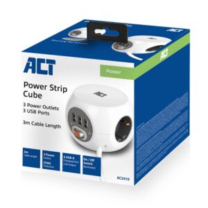 ACT AC2410 | Stekkerdoos | 3 Stopcontacten | 3 m | Binnen | Wit - Afbeelding 7