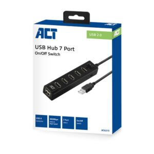 ACT AC6215 | USB 2.0 Interface Hub | 480 Mbps | Zwart - Afbeelding 3