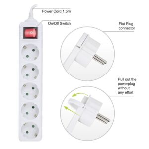 ACT AC2455 | Stekkerdoos | 5 Stopcontacten | 1,5 m | Binnen | Wit - Afbeelding 4