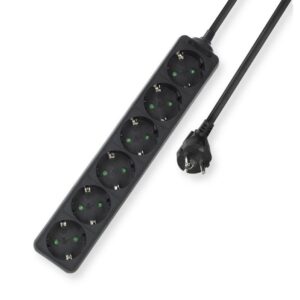 ACT AC2460 | Stekkerdoos | 6 Stopcontacten | 3 m | Binnen | Zwart - Afbeelding 1