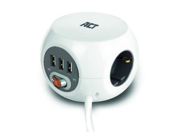 ACT AC2410 | Stekkerdoos | 3 Stopcontacten | 3 m | Binnen | Wit - 0