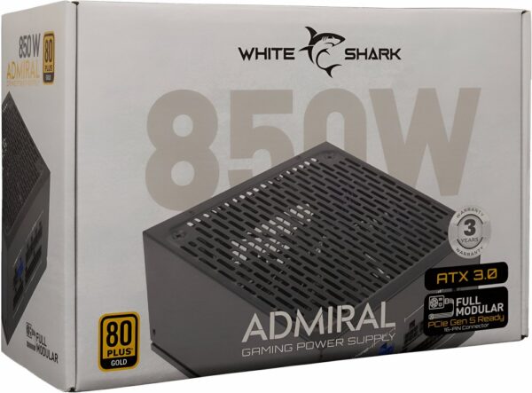 White Shark Admiral | 850 Watt Gold ATX 3.0 PSU | PCIe 5.0 | Power Supply | Voeding - 0