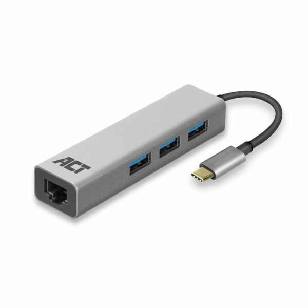 ACT AC7055 | 3-Poorts USB-C 3.2 (USB 3.0) Hub | Gigabit Ethernet Poort - 0