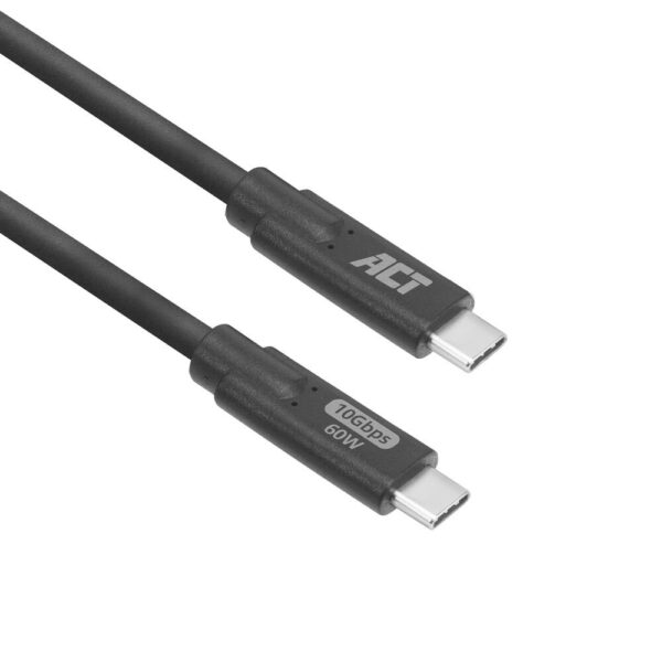 ACT AC7443 | USB 3.2 Kabel | 10Gbps | 60W | USB-C naar USB-C | 3m | Zwart - 0