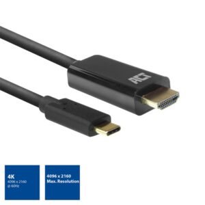 ACT AC7315 | USB-C naar HDMI Kabel | 2 m | Zwart - Afbeelding 3