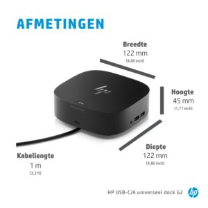 HP 26D32AA G5 | USB-C Docking Station | Dual 4K Display | Zwart - Afbeelding 11