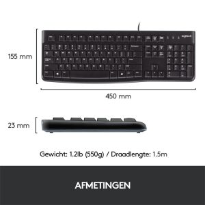Logitech K120 | Zakelijk Bedraad Toetsenbord | QWERTY - Afbeelding 13