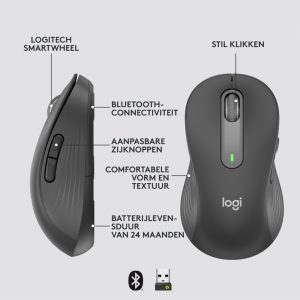Logitech Signature M650 | Draadloze Muis | Linkshandig | RF + Bluetooth | 2000 DPI | Grafiet - Afbeelding 12