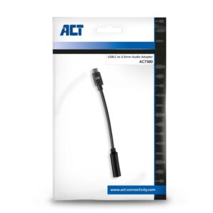 ACT AC7380 | 3.5mm naar USB Type-C | 0,11 Meter | Audiokabel Tussenstuk | Zwart - Afbeelding 5