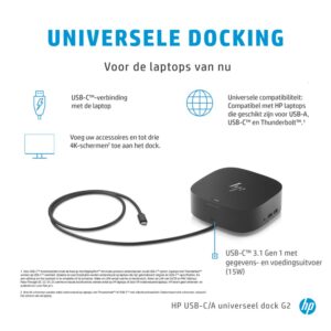 HP 26D32AA G5 | USB-C Docking Station | Dual 4K Display | Zwart - Afbeelding 10