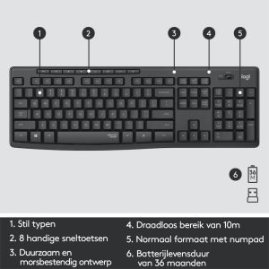 Logitech MK295 Silent | Draadloze Muis en Toetsenbordcombo | QWERTY - Afbeelding 12