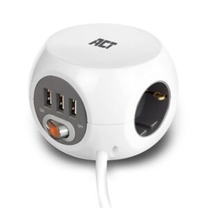 ACT AC2405 | Stekkerdoos | 3 Stopcontacten | 1,5 m | Binnen | Wit - Afbeelding 1