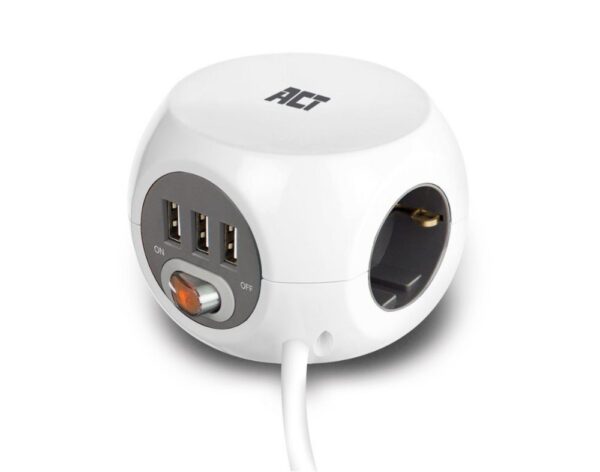 ACT AC2405 | Stekkerdoos | 3 Stopcontacten | 1,5 m | Binnen | Wit - 0