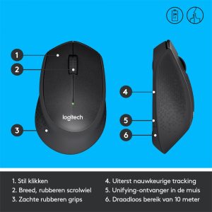 Logitech M330 Silent | Draadloze Muis | Rechtshandig | RF | 1000 DPI | Zwart - Afbeelding 8